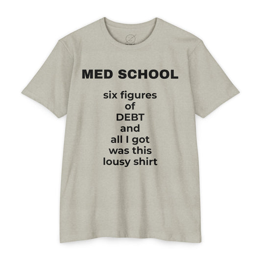 Med School Six Figures of Debt Funny Medical Student T-Shirt
